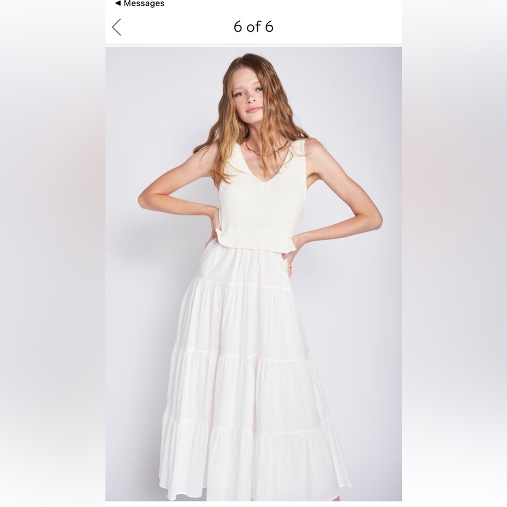 En Saison Mixed Media Tiered MIDI Dress-Med-NWT